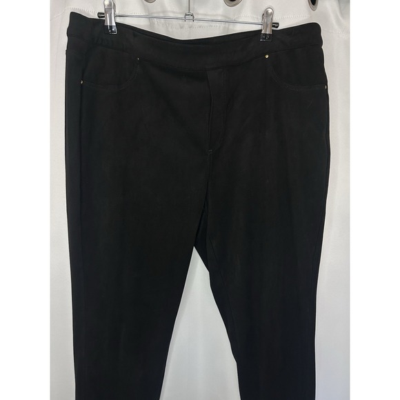 GRAVER Susan Graver Women's Pull-on Faux Suede Leggings Pants Black SZ XLP Soft - Picture 2 of 7